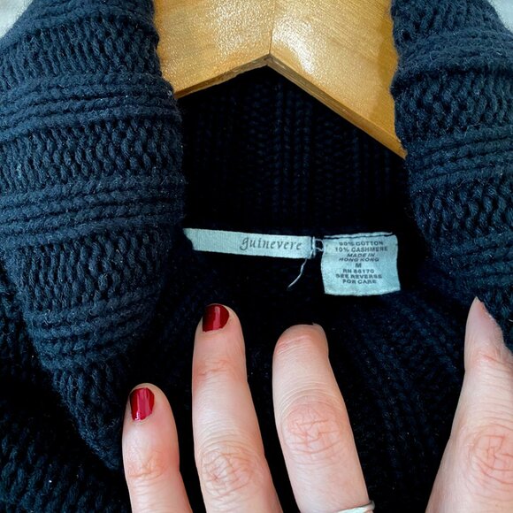 🖤 Black Knit Sweater Dress – Cotton and Cashmere Mini - S - Picture 6 of 10